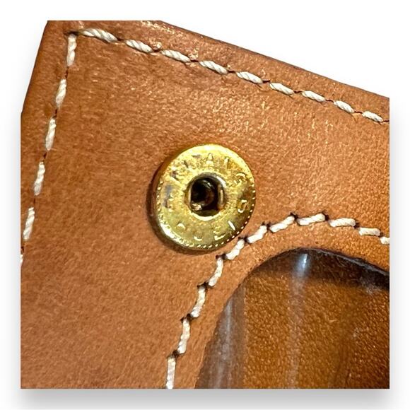 CHRISTIAN DIOR Vintage Tan Leather Luggage Tag 2x3” - Picture 6 of 13